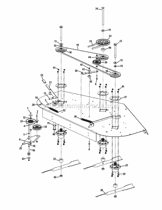 Mower Spindle Assembly 72-Inch Diagram and Parts List for S7237-KW 53AP8DU8750 Cub Cadet Sprayer